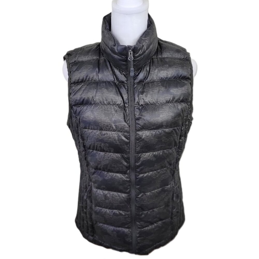 32 Degrees Heat Puffer Vest Dark Green Camo Pattern Packable Women's Size M